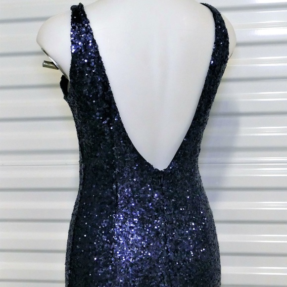 Tobi Blue Sequin Bodycon Mini Dress sz M - Picture 4 of 12